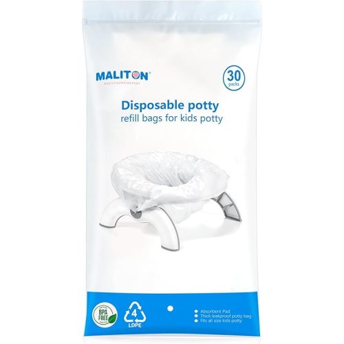 [30 Counts] Disposable Potty Liners with Absorbent Pads, Portable Travel Toilet Bags Compatible with OXO Tot 2-in-1 Go Potty, Toilet Training Liners Fit Most Potty Chairs for Kids, Toddlers