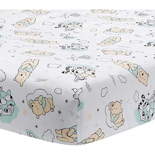 Lambs & Ivy Disney Baby Winnie The Pooh Hugs White Fitted Crib Sheet