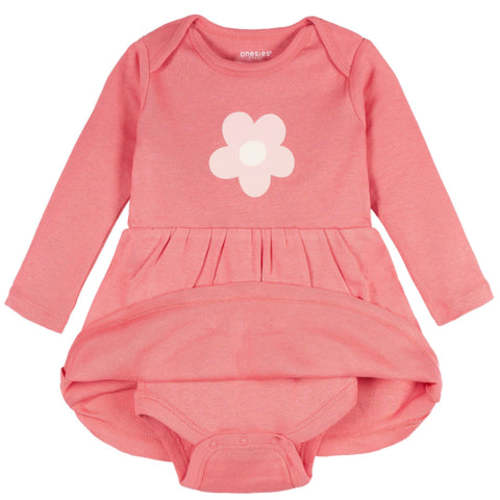 Baby Girls Pink Flower Bodysuit Dress