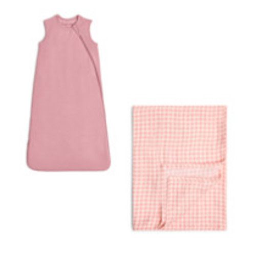 Tiny Kind Swaddle Blanket & Sleep Bag Set - Pink Gingham, Small