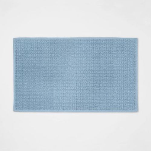 20"x34" Antimicrobial Bath Rug Blue - Threshold™: Cotton Jacquard, Low Pile, OEKO-TEX Certified