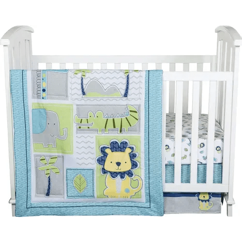Trend Lab Jungle Roar Breathable 4-Piece Baby Nursery Crib Bedding Set, Includes Quilt, 2 Fitted Crib Sheets, and Crib Skirt