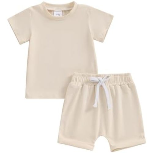 Thorn Tree Toddler Boys Clothes Set Short Sleeve T-shirt Top Elastic Waist Pocket Shorts Solid 2Pcs Outfits