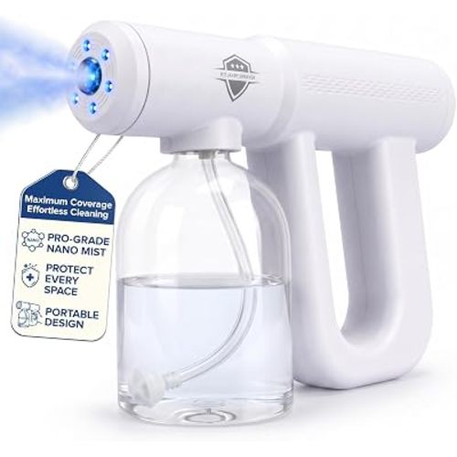 White Professional Nano Spray Gun with Blue Light, Ultra Fine Mist Sprayer