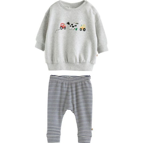 Farmyard Embroidered Cotton Sweatshirt & Rib Leggings Set, 0-3M