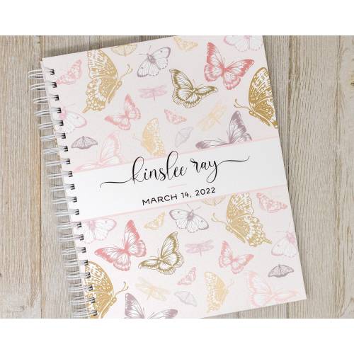 Butterfly Baby Memory Book for Girls - Hardcover Personalized First Year Baby Journal & Keepsake Album - Baby Girl Book - Butterflies
