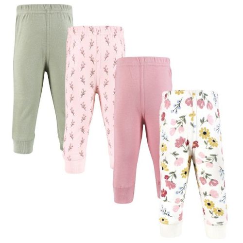 Hudson Baby Girls Cotton Pants and Leggings, Soft Painted Floral, 0-3 Months