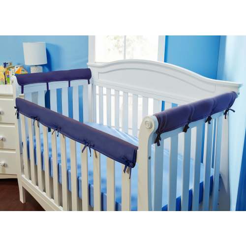Navy 3-Piece Padded Baby Crib Rail Cover Set