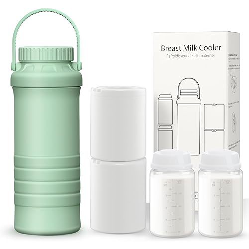 22oz Portable Breastmilk Cooler Bottle, Stainless Steel Breast Milk Chiller, 360° Total Cooling for 24 Hours, Stainless Steel Cooler with 2pcs Baby Bottles for Breastmilk Storage