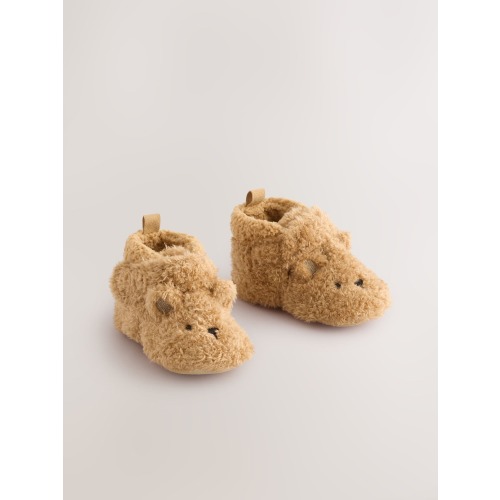 Brown Bear Baby Touch Fastening Slipper Boots (0-2mths)