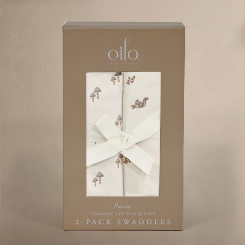 Squirrel & Mushroom - Jersey Swaddle Blanket Set