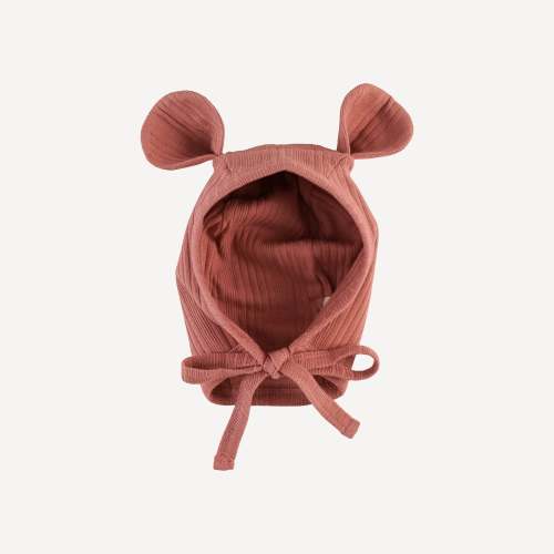 bear hat | rose | organic cotton multi rib