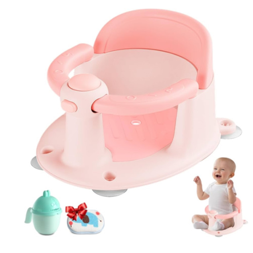 Baby Bath Seat, Bath Seat for Baby 6 Month & up, Baby Bath tub Seat with Suction Cups, Non-Slip, Detachable, Pink