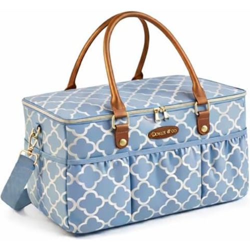 DOKUS & CO Luxe Diaper Caddy Organizer, Extra Large Collapsible Nursery Storage Tote for Baby Essentials & Travel