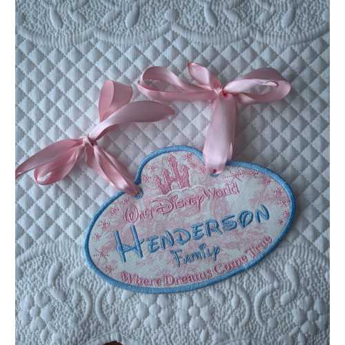 Custom Embroidered Stroller Tag, Theme Park Stroller Tag, Princess Stroller Tag, Custom Monogrammed Stroller Tag