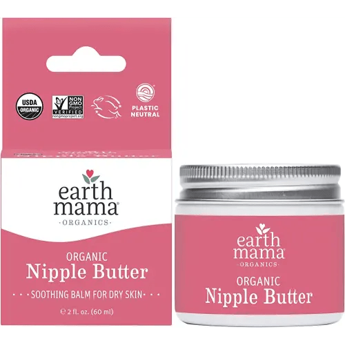 Organic Nipple Butter Breastfeeding Cream by Earth Mama | Lanolin-free, Postpartum Essentials Safe for Nursing, Non-GMO Project Verified, 2-Fluid Ounce