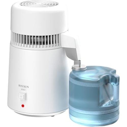 ROVSUN 1.1 Gallon Water Distiller for CPAP Machine, 4L Countertop Distiller Machine, Stainless Steel Interior & BPA-Free Container, Distilled Water Maker Purifier for Home Office Dental Lab