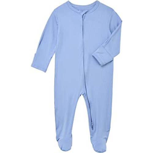 Aablexema Baby Footie Bamboo Pajamas Zipper - Unisex Infant Newborn Sleep Play Footed Onesie Pjs with Mittens