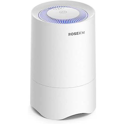Small Air Purifier for Home Bedroom, Personal Desk Mini Air Purifier, Room Hepa Air Purifier Fresheners Cleaner for Dorm, Pets, Smoke, Desktop, Office (White)