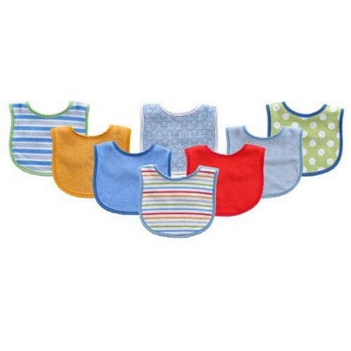 Luvable Friends Baby Boy Cotton Terry Bibs 8pk, Blue, One Size