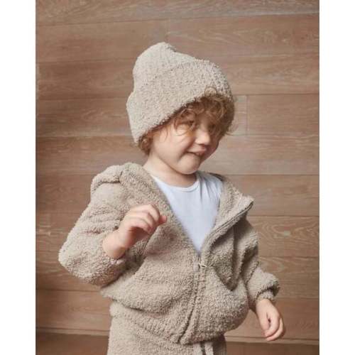 Fuzzy Ribbed Beanie, Taupe - 7AM Enfant | Maisonette