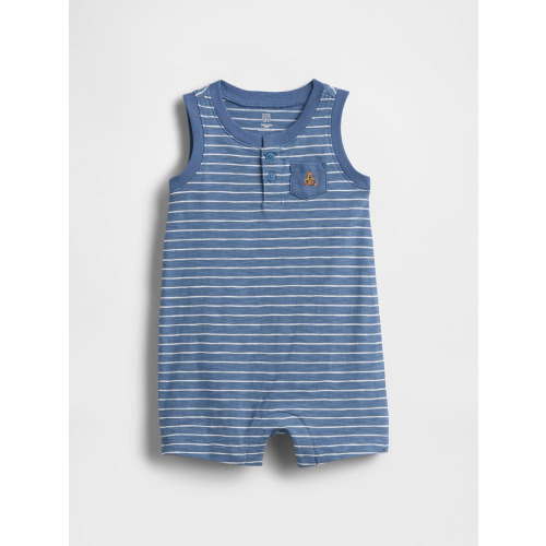 Baby Organic Cotton Henley Shorty One-Piece