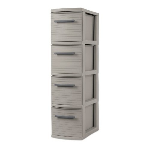 4 Drawer Skinny Tower Dark Gray - Brightroom™: Plastic Storage Drawers, Decorative Organizer, No Assembly Required