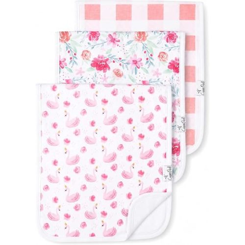 Copper Pearl Premium Baby Burp Cloths - 3-Pack Large Cotton Burp Cloths, Extra Soft Spit Up Rags with 3 Absorbent Layers, Perfect for Baby Girl Gifts (21" x 10" Size, June Set)
