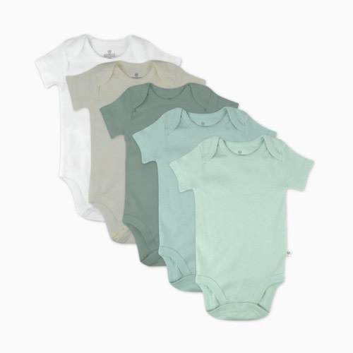 5-Pack Organic Cotton Short Sleeve Bodysuits - Sage Ombre