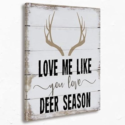 Love Me Like You Love Deer Season Canvas Wall Art Prints,Gift for Couples Paintings Prints,11x14 inches Artwork For Wedding Anniversary Themed Decor Farmhouse Bedroom Living Room Home Decorations