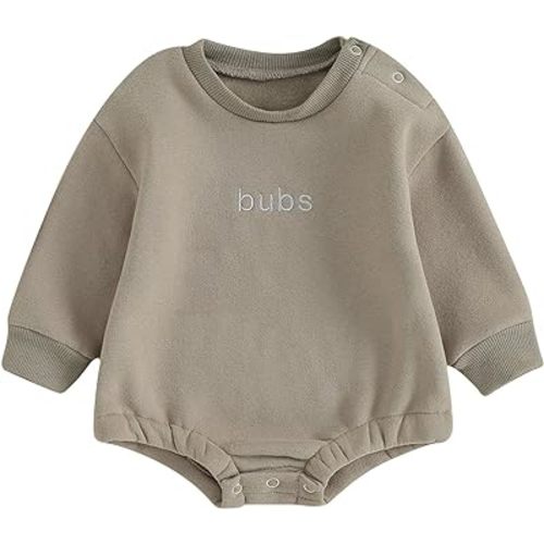VISGOGO Newborn Infant Baby Boy Oversized Romper Sweater Bodysuits Coming Home Outfit Neutral Clothes