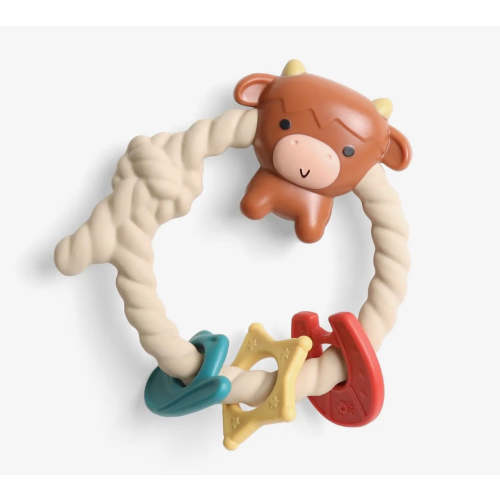 Highlander cow silicone teether rattle