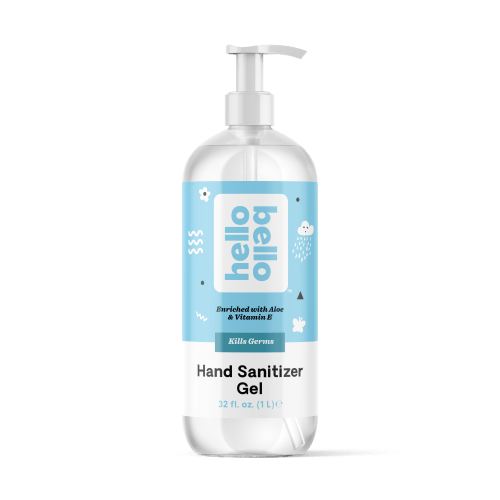 Hello Bello Hand Sanitizer Gel, Alcohol-Based Formula to Help Kill Germs Without Sticky Residue, Unscented, 32 fl oz