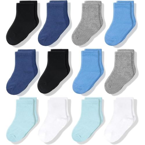 CozyWay Baby & Toddler Socks Crew Comfy Cotton Socks For Girls and Boys Babies Soft & Breathable Infant - 12 Pack
