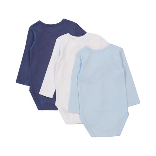 Medium Blue Baby 3 Pack Long Sleeve Bodysuit | Best&Less™ Online