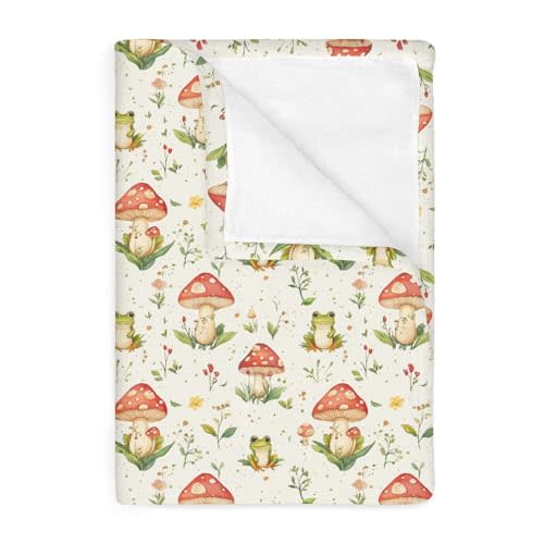 Green Frogs Mushroom Forest Baby Blankets for Boy Girl Fairytale Frogs Soft Flannel Nursery Bed Blankets for Infant Toddler Crib Forest Animal Swaddle Receiving Blanket 40x50inch