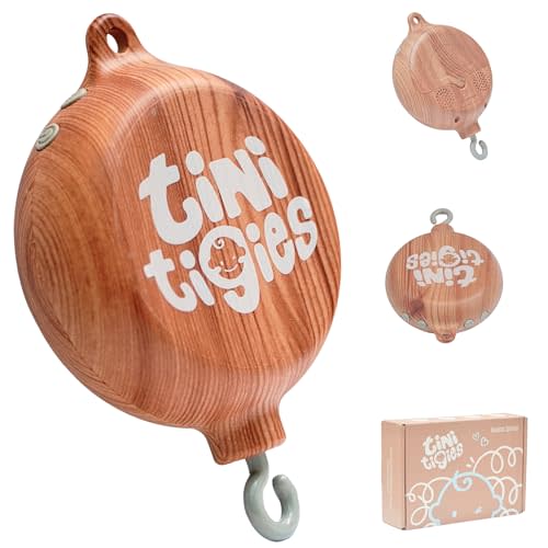 TINITIGIES Crib Mobile Motor - Baby Mobile Music Box with 3 Modes (Turn & Music, Turn Only, Music Only) Plays 12 Piano Lullabies (30 Min Auto Off) - Holder for DIY Clamp Mobile
