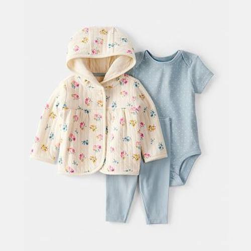 Baby Carter's 3-pc. Floral Quilted Jacket, Bodysuit & Legging Set
