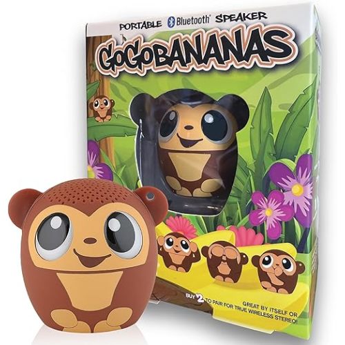 My Audio Pet Mini Bluetooth Animal Wireless Speaker for Kids of All Ages - True Wireless Stereo – Pair with Another TWS Pet for Powerful Rich Room-Filling Sound (GOGO Bananas-Monkey)