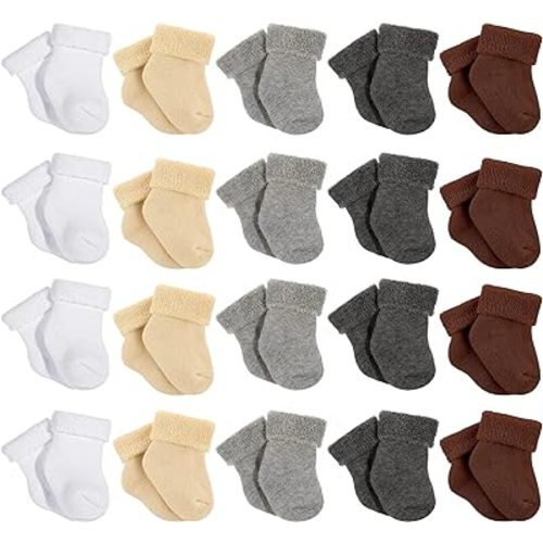 Janmercy 20 Pair Preemie Socks Baby Boy Girls Newborn Premature Terry Cotton Socks for Unisex Baby