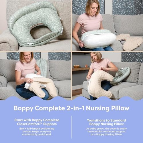 Boppy Complete Nursing Pillow, 2-in-1 Feeding Pillow with Bolster & Belt
