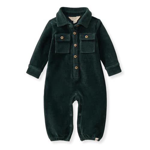 Burt's Bees Baby Boys Jumpsuit, 100% Organic Cotton One-piece, Long Sleeve Button Down Coverall
