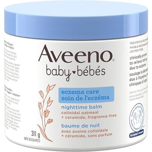 Aveeno Baby Eczema Care Nighttime Balm - With Soothing Colloidal Oat & Ceramide for Dry, Itchy Skin - Gentle Bedtime Eczema Care product Helps Strengthen Natural Moisture Barrier - Fragrance-Free 311g
