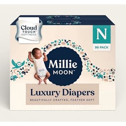 Millie Moon Luxury Diaper, High Absorbency, Leak Protection, (Size, Newborn and Pack of 96)
