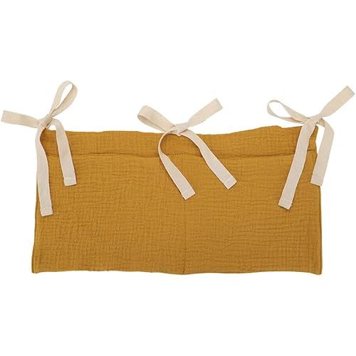 Hanging Baby Diaper Caddy Organizer, Diaper Stacker, Baby Crib Pocket with Straps Classified Storage Bag Organizer for Nursery Diapers Wipes Baby Essentials (Yellow)