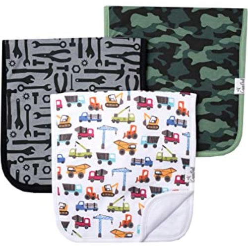 Copper Pearl Premium Baby Burp Cloths - 3-Pack Large Cotton Burp Cloths, Extra Soft Spit Up Rags with 3 Absorbent Layers, Perfect for Baby Boy Gifts (21" x 10" Size, Diesel Set)