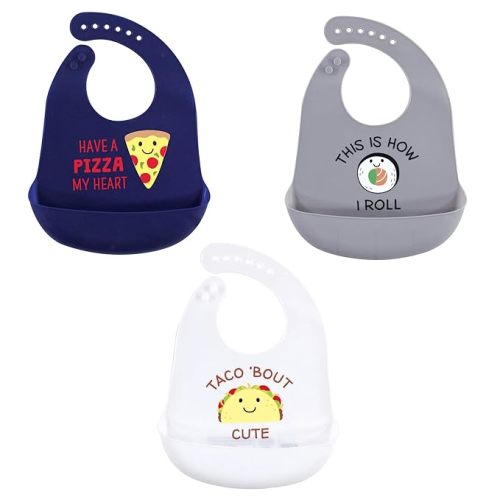Hudson Baby Silicone Bibs, Pizza, One Size