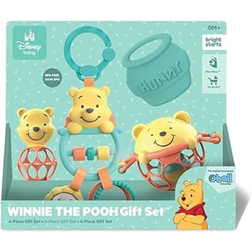 Disney Baby Winnie The Pooh Silly Ole Bundle Gift Set by Bright Starts, 5 Toys Included for Newborns & Up