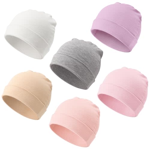 DRESHOW BQUBO 6 Pack Baby Newborn Hats Set for Unisex Infant Newborn Toddler Soft Beanie Hat for Boys Girls 0-24 Months
