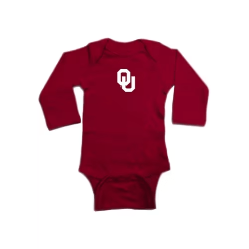 Oklahoma Sooners Baby CARDINAL Primary logo Long Sleeve Romper - 10190722
